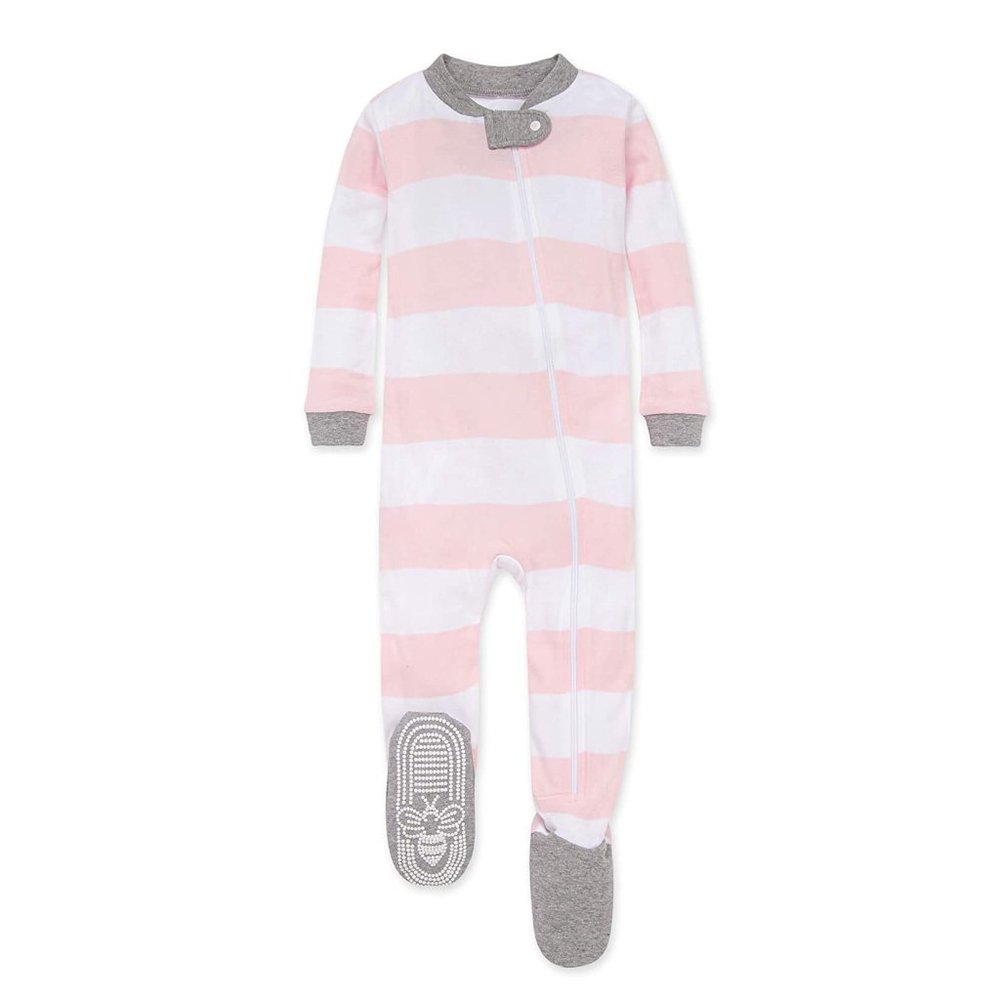 NWT! Burt's Bees Baby Baby Girls Pajamas, Zip Front Non-Slip Footed Sleeper 0-3M